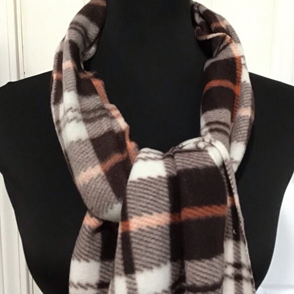 Women’s Plaid Cashmere Feel Scarf Multicolor Brown Soft Fringe Wrap 57x11.5 - Picture 5 of 10